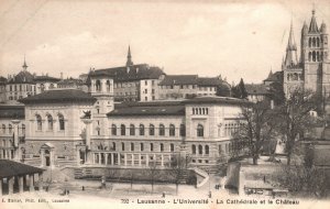 Vintage Postcard 1910's L'Universite La Cathedrale et le Chateau Lausanne France