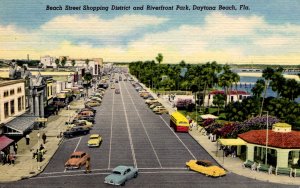 Daytona Beach, Florida - Beach Shopping District and Riverfront Park - c1940