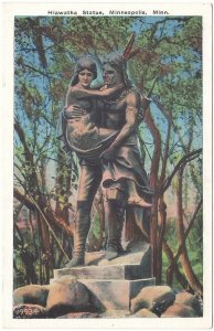 Hiawatha Statue, Minneapolis, Minnesota, Vintage Pre-Linen Postcard