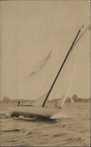 Newport Rhode Island RI Boat, Ship Sailing c1910 Real Photo Postcard