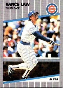 1989 Fleer Baseball Card Vance Law Chicago Cubs sk10638