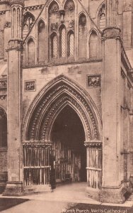 North Porch Wells Cathedral Church Front Entrance Gothic Architecture, Postcard