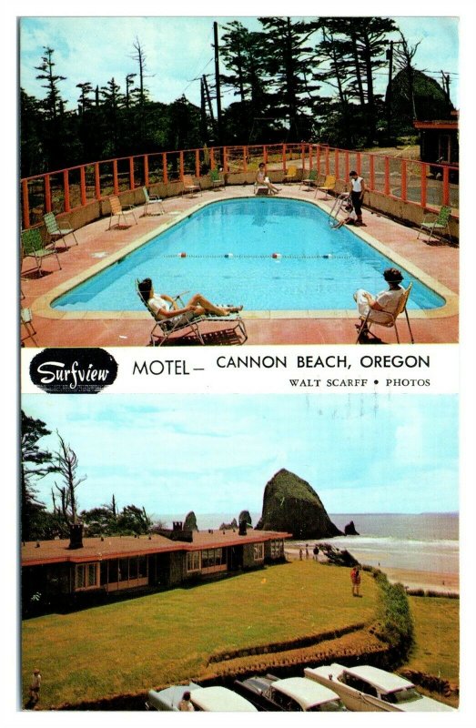 1968 Surfview Motel, Cannon Beach, OR Postcard *6L(2)18