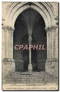 Postcard Old Church Candes Saint Martin Portal