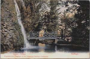 Chile Santiago Cerro Santa Lucia Laguna y Cascada Vintage Postcard C126