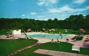 Vintage Postcard Modern Swimming Pool Cresent Lodge Paradise Valley Cresco PA