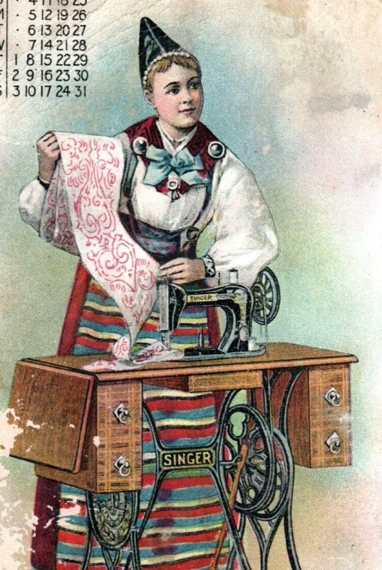 1900s Singer Sewing Machine Calendar January Sweden The Dalkullan P210