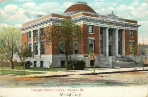 Vintage Postcard; Carnegie Public Library, Streator IL La Salle County Wheelock