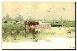 Old Postcard Fantasy Illustrator Zaandam Cows