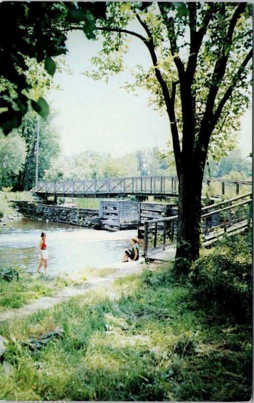 Perth ON Ontario Stewart Park Foot Bridge Women Vintage Postcard D70