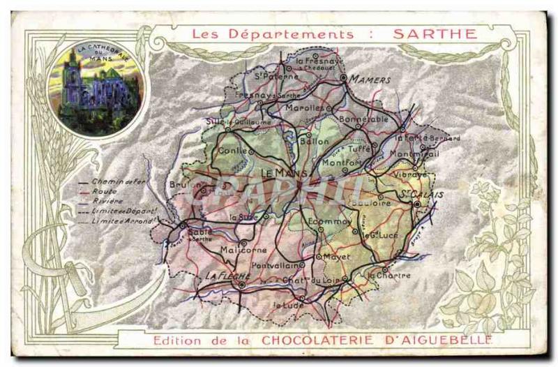 Postcard Old MAPS Chocolaterie d & # 39Aiguebelle Sarthe