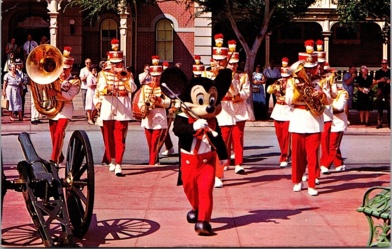 Disneyland Postcard Mickey Mouse Leading Band on Main Street~134845