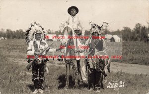 Native American Indians, RPPC, Cowboy on Horse, Ceremonial Costume, W.B. Zah