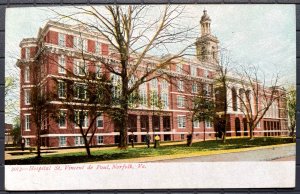 Vintage Postcard 1901-1907 Hospital St. Vincent de Paul Norfolk, Virginia