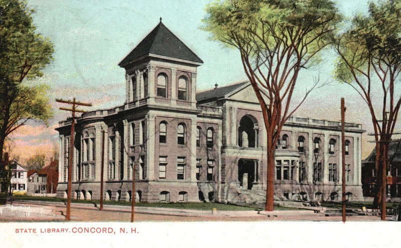 Vintage Postcard 1909 State Library Historical Landmark Concord New Hampshire NH