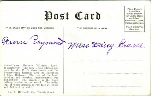 Vtg Postcard c 1908 Washington DC - Union Station Waiting Room Interior 