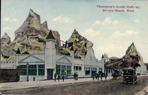 Revere Beach MA, Thomson's Scenic Railway, AMUSEMENT PARK, 1910, Car, Horse