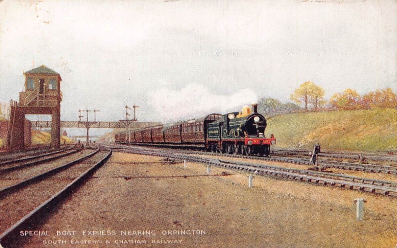 A925 Steam Train Special Boat Express near Orpington Chatham Railway postcard