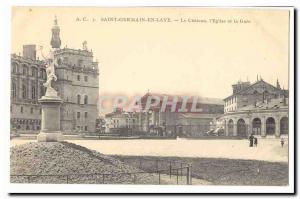 Saint Germain en Laye Old Postcard The cahteau the & # 39eglise and train sta...