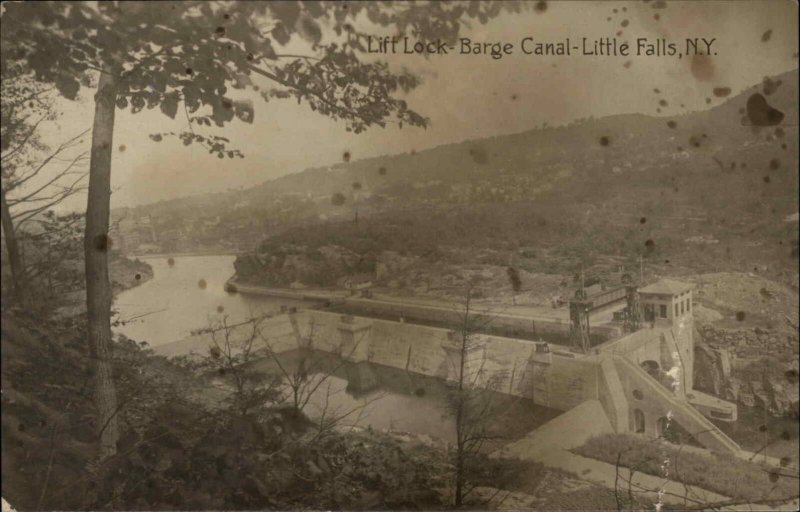 Little Falls New York NY Barge Canal Lift Lock c1910 Real Photo Postcard