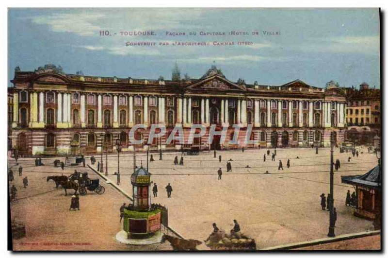 Old Postcard From Toulouse Facade Capitile L & # 39Hotel Town