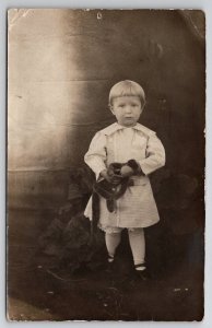 RPPC Cute Boy With Stuffed Monkey Furse Family Seattle Washington Postcard O21