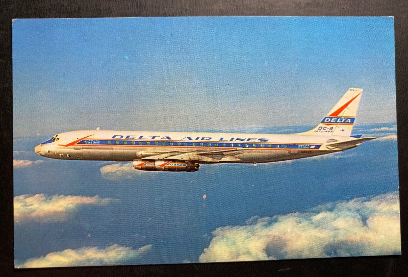 Mint Usa Color Picture Postcard Delts Air Lines Dc 8 Jet Mainliner 