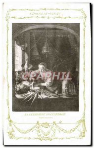 Postcard Old Advertisement Fancy Chocolate Vinay The Dutch stove Gerard Dou