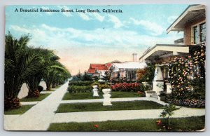 Long Beach California~View On A Beautiful Residence Street~PM 1923~Vintage PC