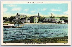 Wesley House Oak Bluffs Massachusetts MA Martha's Vineyard Island Boats Postcard