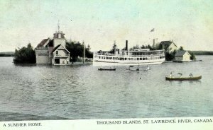 C.1900-08 Summer Home Thousand Islands, St Lawrence River Steamer Ship F15