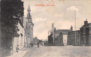 WRENTHAM SUFFOLK UK TOWN HALL~CHURCH~BICYCLE PHOTO POSTCARD 1906 PMK