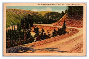 Mae West Curve Cooke City Highway Montana MT UNP Linen Postcard S1