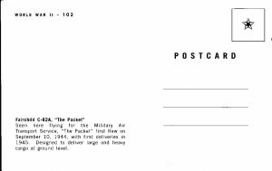 Fairchild C-82A The Packet  Vintage Postcard Standard View Card 