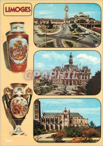 Modern Postcard Limoges Porcelain Capital of La Gare the City Hotel the Cathe...