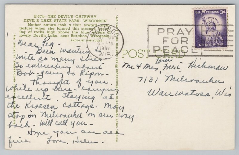 Devil's Lake State Park Wisconsin~The Devil's Gateway~Rock Formation~Vintage PC 