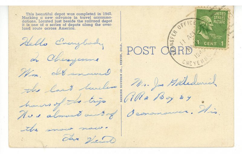 WY - Cheyenne. Union Pacific Bus Depot