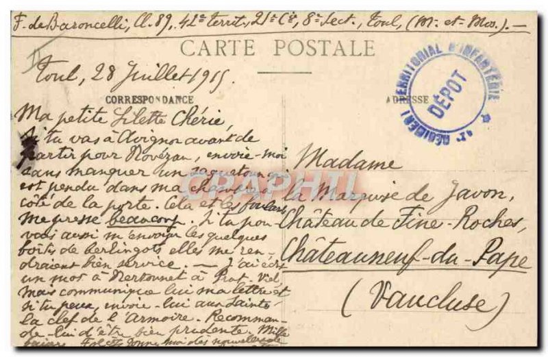 Postcard Old Army Barracks Toul Entree of the barracks of the 39th Regiment o...