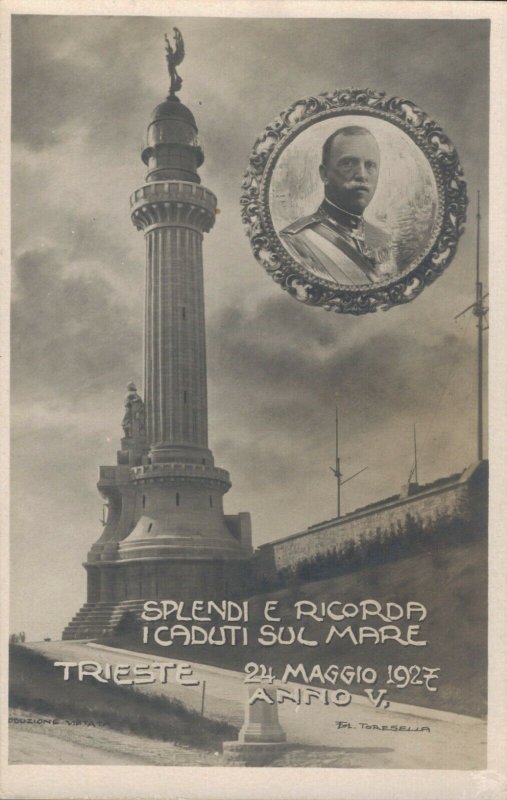 Italy Splendi E Ricorda I Caduti Sul Mare Trieste 1927 Lighthouse RPPC 03.07