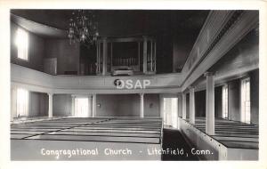 C5/ Litchfield Connecticut Real Photo RPPC Postcard c40s Congregational Church