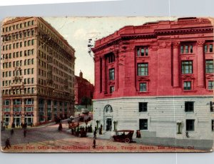 New Post Office and International Bank Building Los Angeles CA Postcard PC128