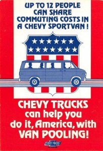 Chevy Sportvan Van Pooling Car Pool Commuting c1970s Ad Vintage Postcard