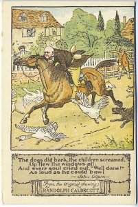 Randolph Caldecott Pictures Dogs Barked Children Screamed Man on Horse Postcard