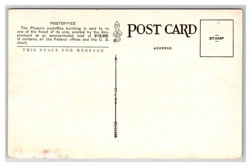 Post Office Building Phoenix Arizona UNP DB Postcard W11