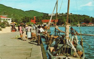 Virgin Islands U.S. St. Thomas Native Sloop Departing Vintage Postcard C229