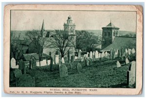 c1920 Burial Hill Cemetery Grave Church Trees Plymouth Massachusetts MA Postcard