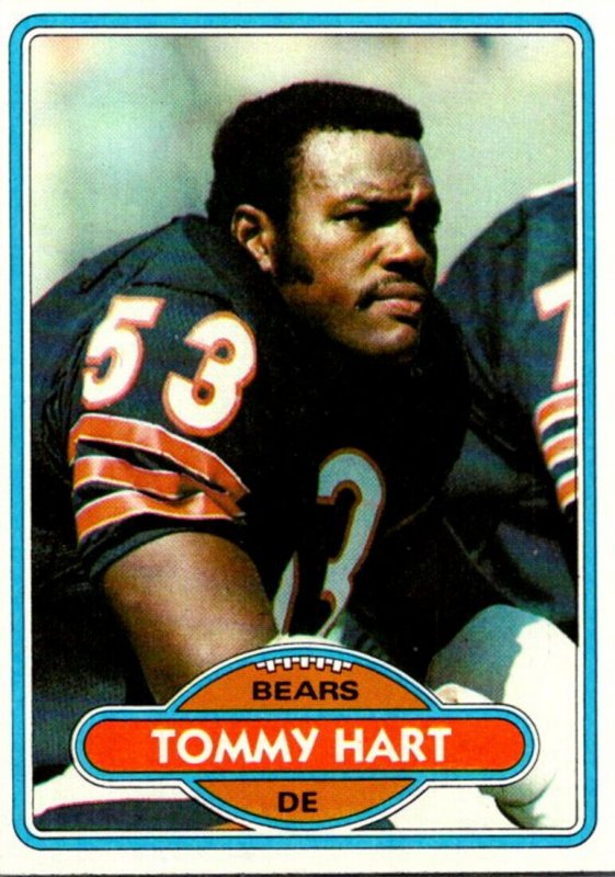1980 Topps Football Card Tommy Hart DE Chicago Bears sun0230