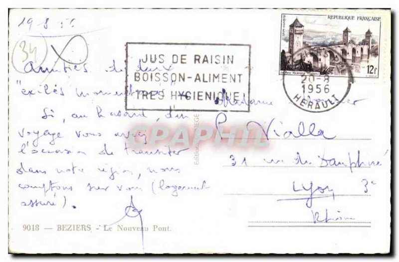 Old Postcard Beziers The New Bridge