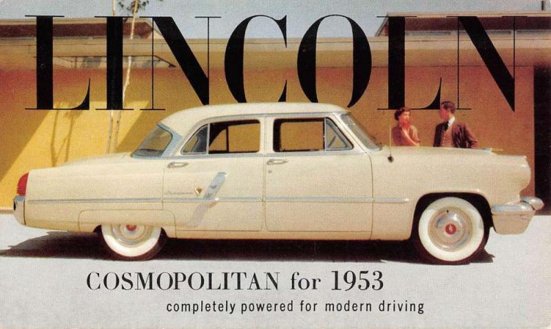 Lincoln Cosmopolitan 1953 Early Auto Car Vintage Postcard K85635