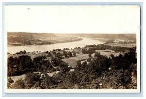 c1930's Aerial View Of Ohio River Madison Indiana IN RPPC Photo Vintage Postcard 